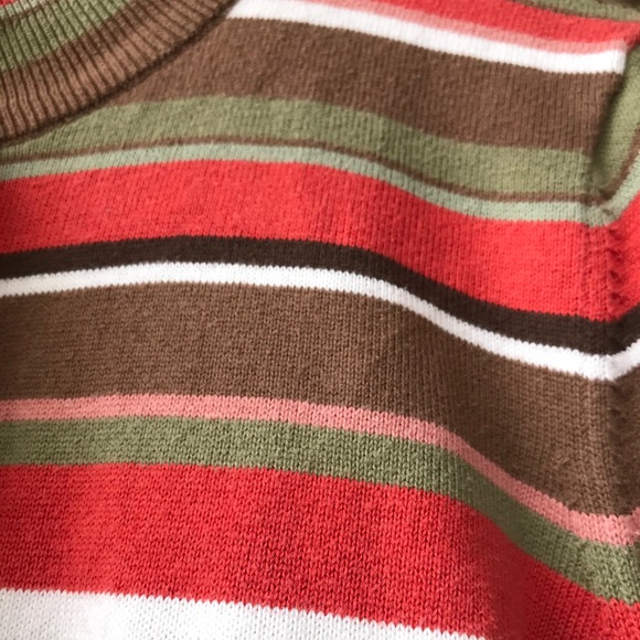 Striped Mock Turtleneck Shirt Sleeve Sweater - Picture 3 of 4